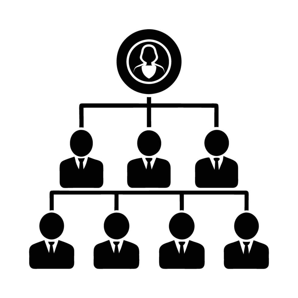 Business hierarchy chart silhouette flat for clear organizational structure visualization vector