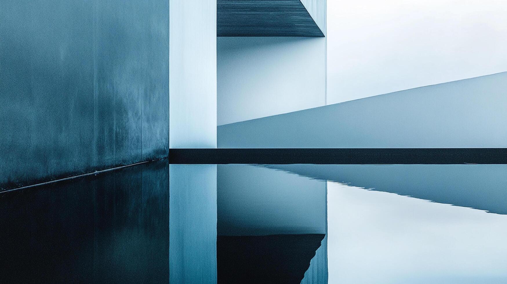 A sleek and modern architectural interior featuring bold angles and reflections, creating a striking ambience that reflects contemporary design and creativity. photo