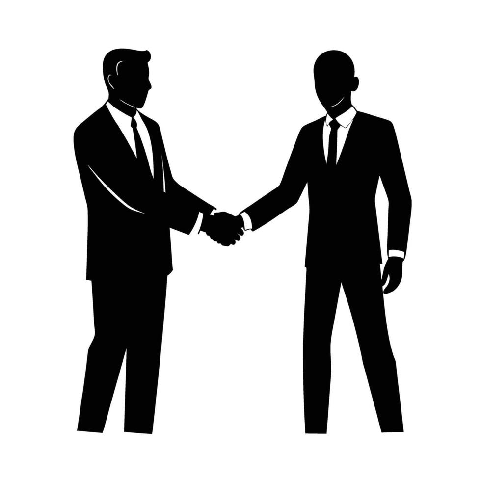 Business handshake for a deal silhouette flat on white representing partnership vector