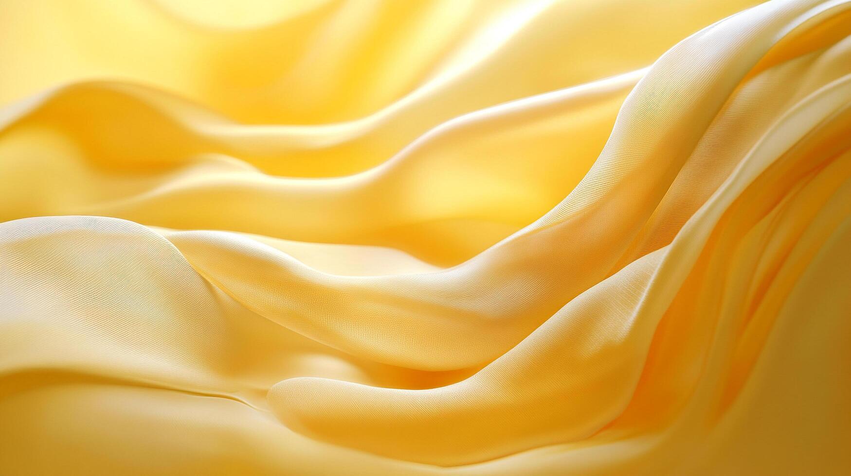 This stunning image captures the elegant flow of soft yellow silk fabric, beautifully illuminated by light, creating an atmosphere of grace and luxury. photo