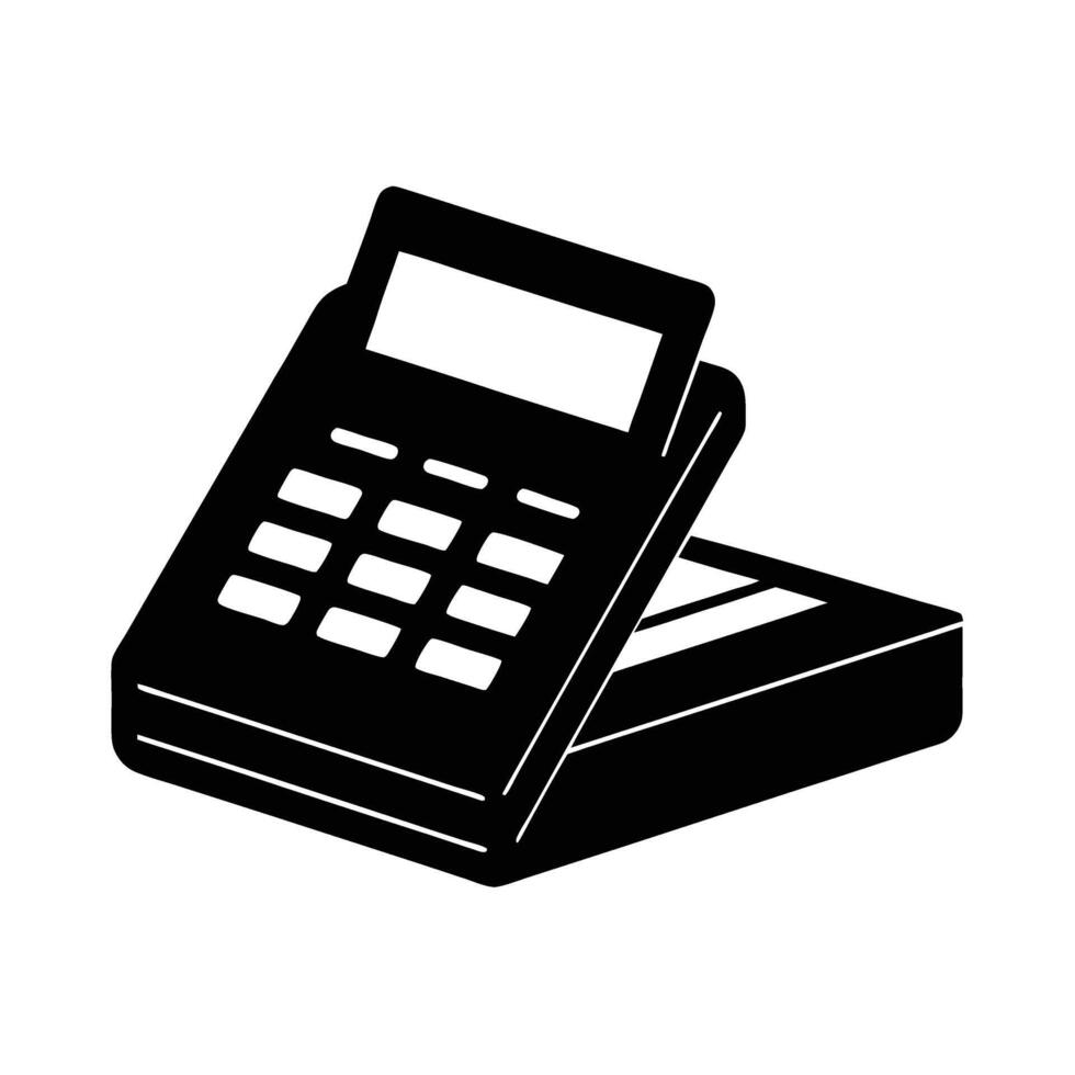 Credit card swiping machine silhouette flat illustrating efficient retail payment systems vector