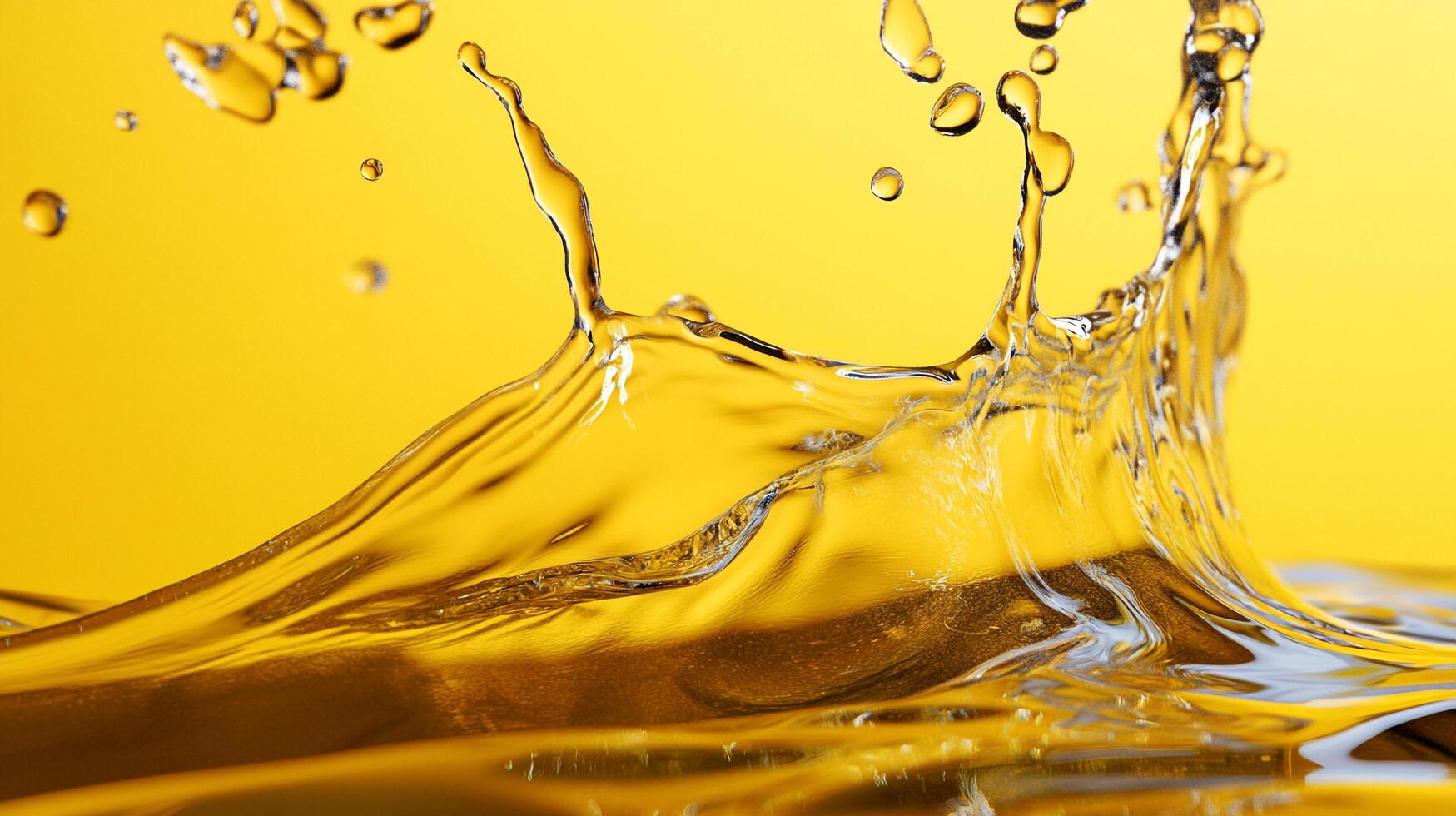 A striking water splash captured mid-air against a bright yellow backdrop, showcasing the fluid dynamics and beauty of liquid motion in a vivid setting. photo