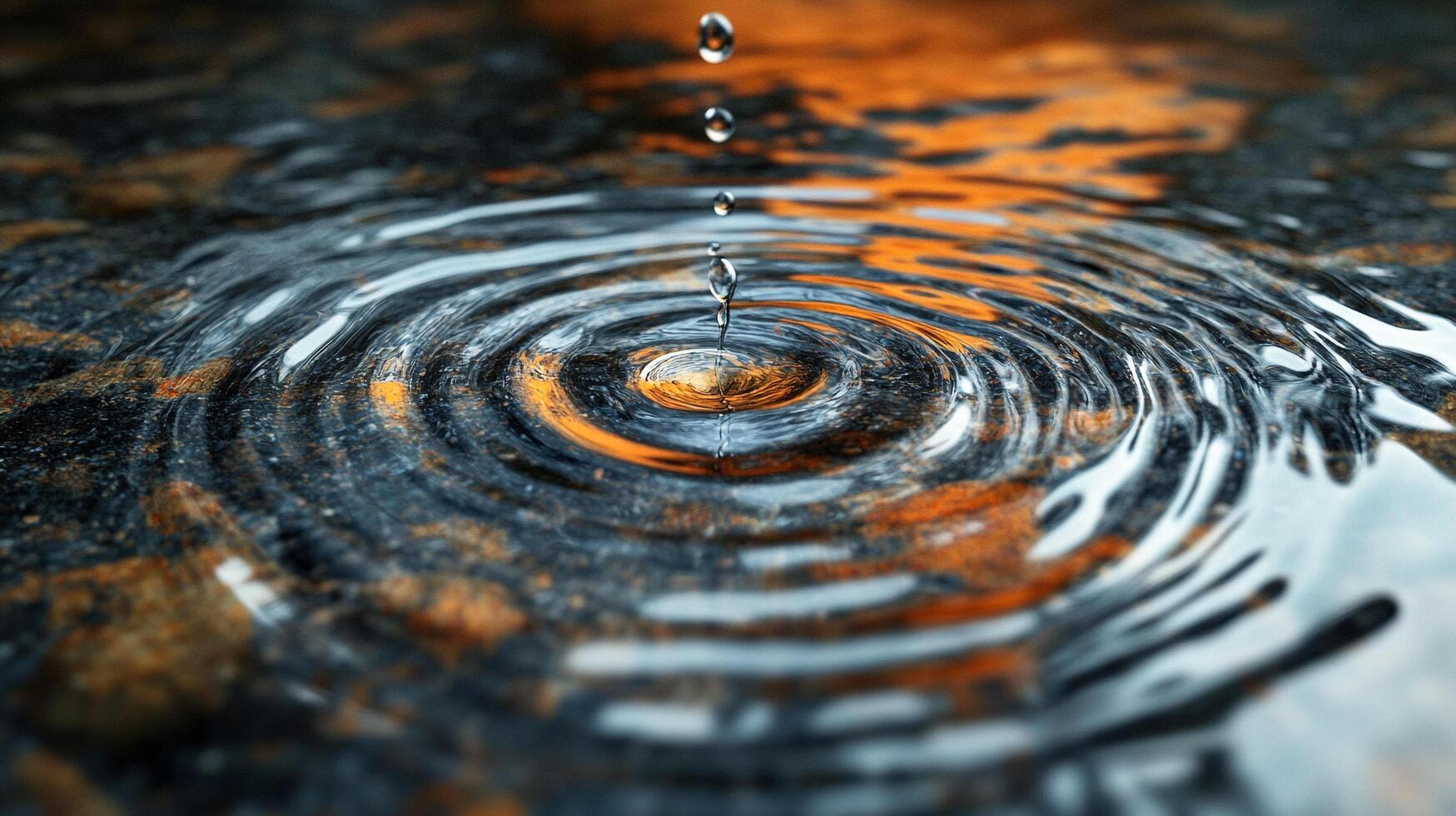 A mesmerizing ripple effect on a calm water surface, capturing the essence of tranquility and reflection while showcasing the beauty of simplicity in nature. photo