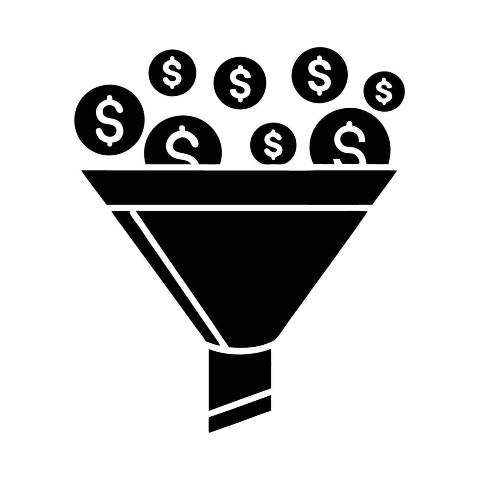 Dynamic money funnel concept silhouette flat on white for streamlined financial conversion vector