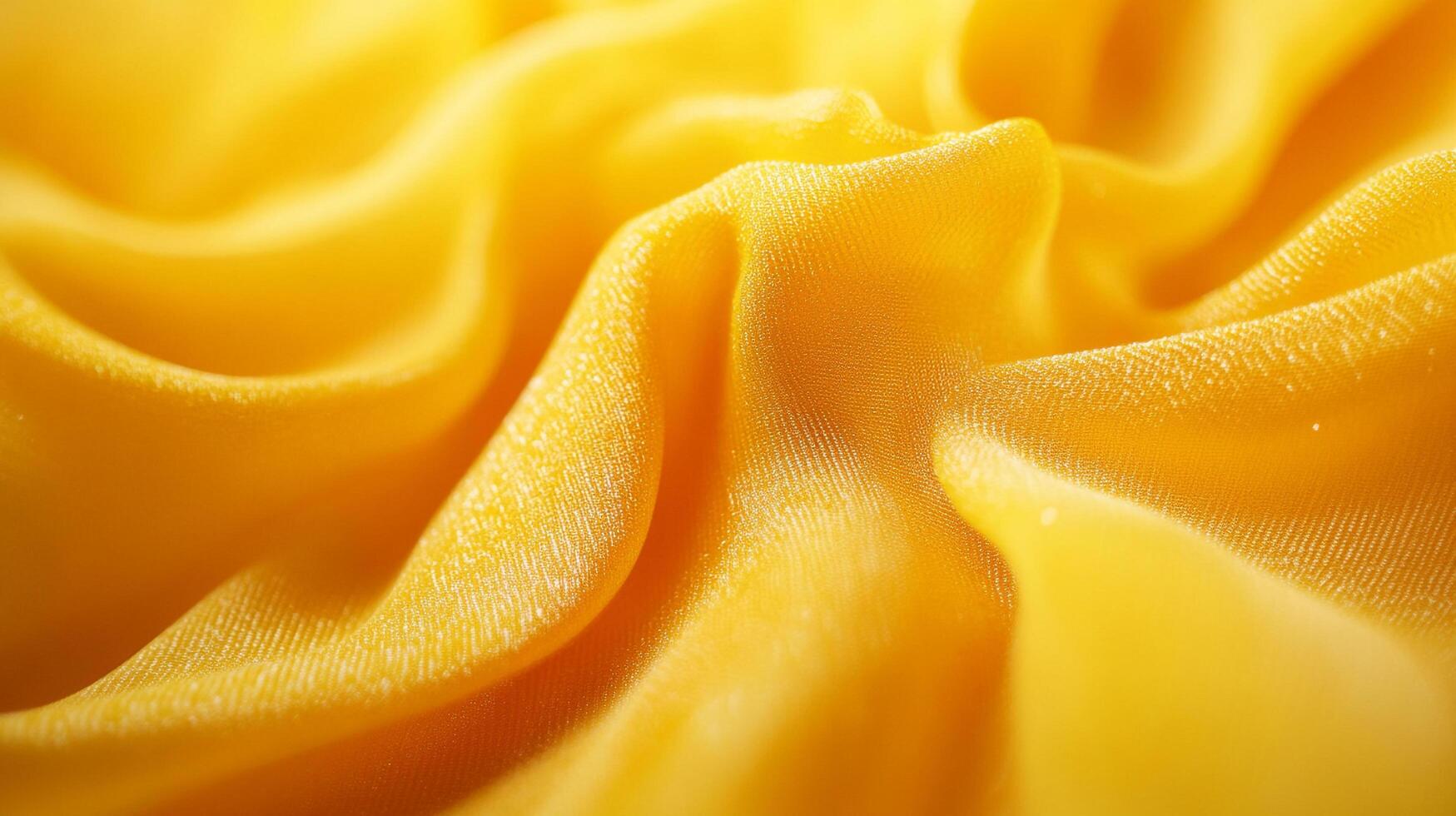 This close-up image beautifully captures the delicate folds and rich texture of soft yellow fabric, evoking feelings of warmth, comfort, and elegance. photo