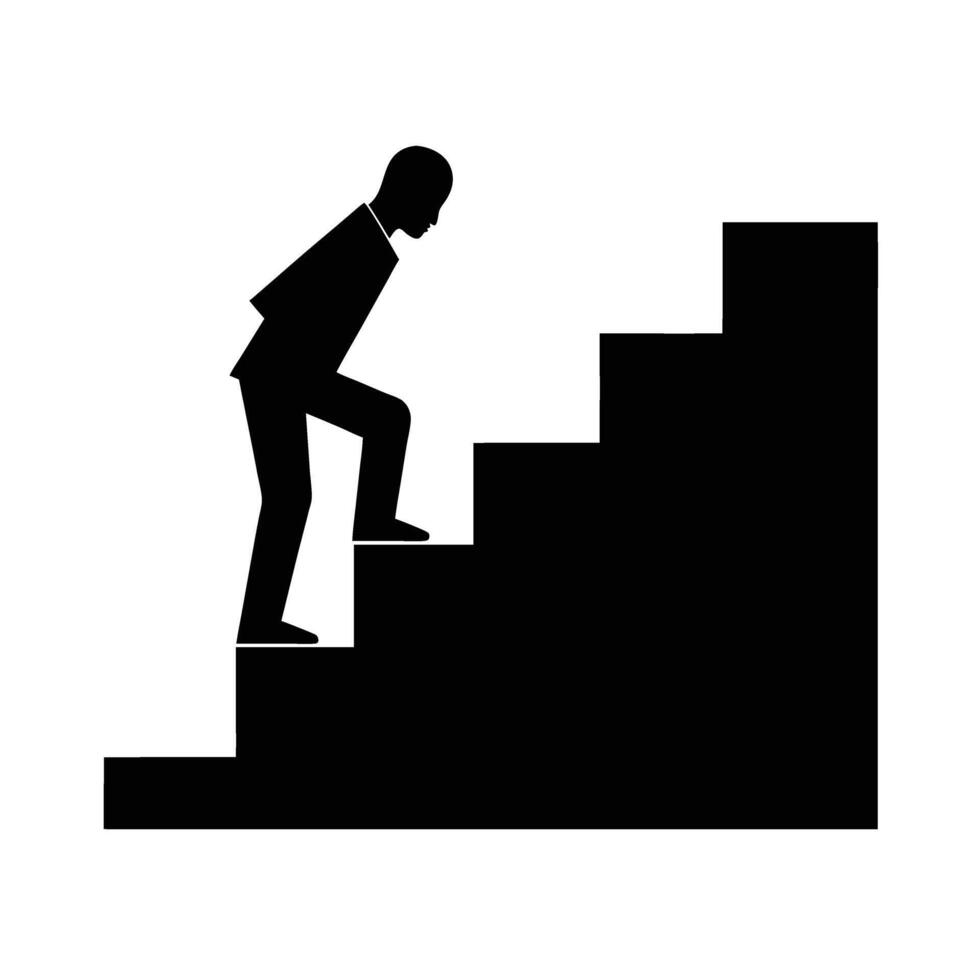 Alternate icon of person climbing stairs for success vector