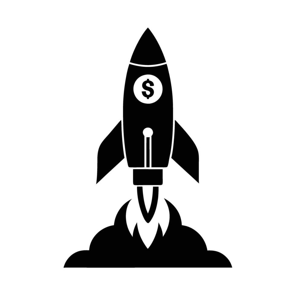 Rocket launching with dollar sign silhouette for startup success vector