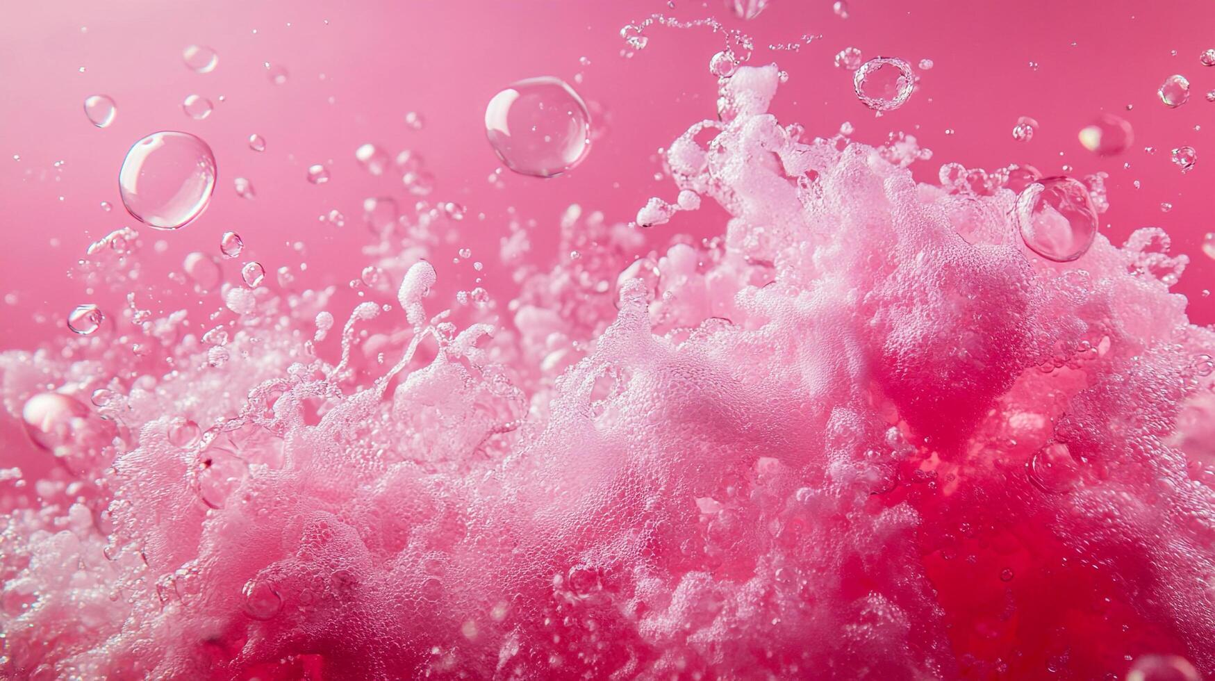 A mesmerizing display of pink bubbles erupting in a frothy, soft wave, capturing the essence of joy and vibrancy that resonates with feelings of excitement. photo