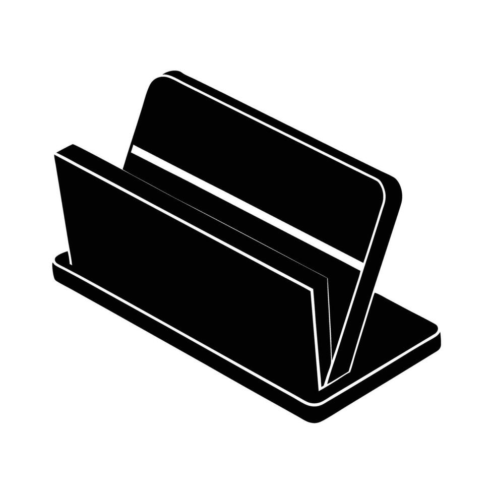 Business card holder silhouette on white background for professional networking essentials vector