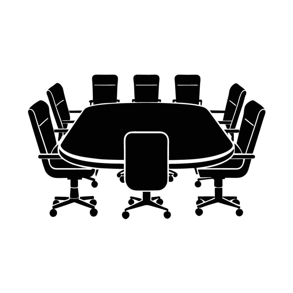 Conference table silhouette on white background for collaborative corporate meetings vector