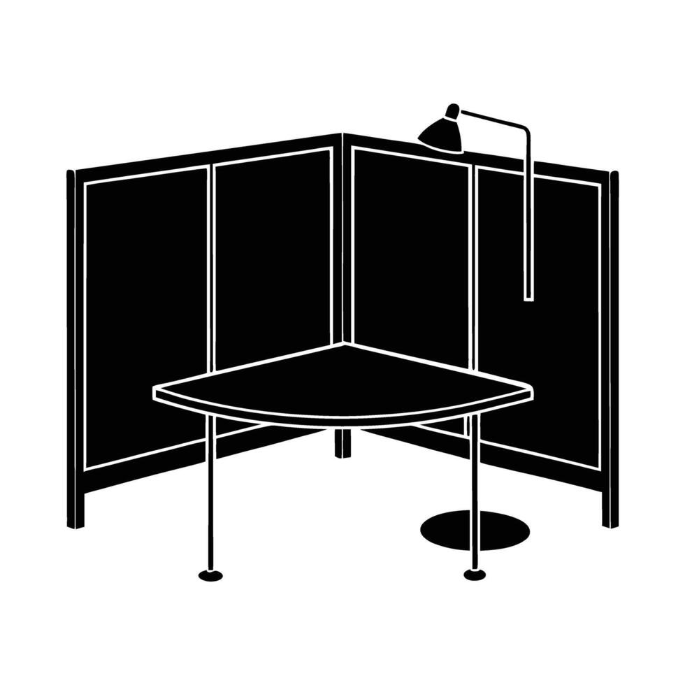 Desk divider silhouette on white background for organized office space partitioning vector