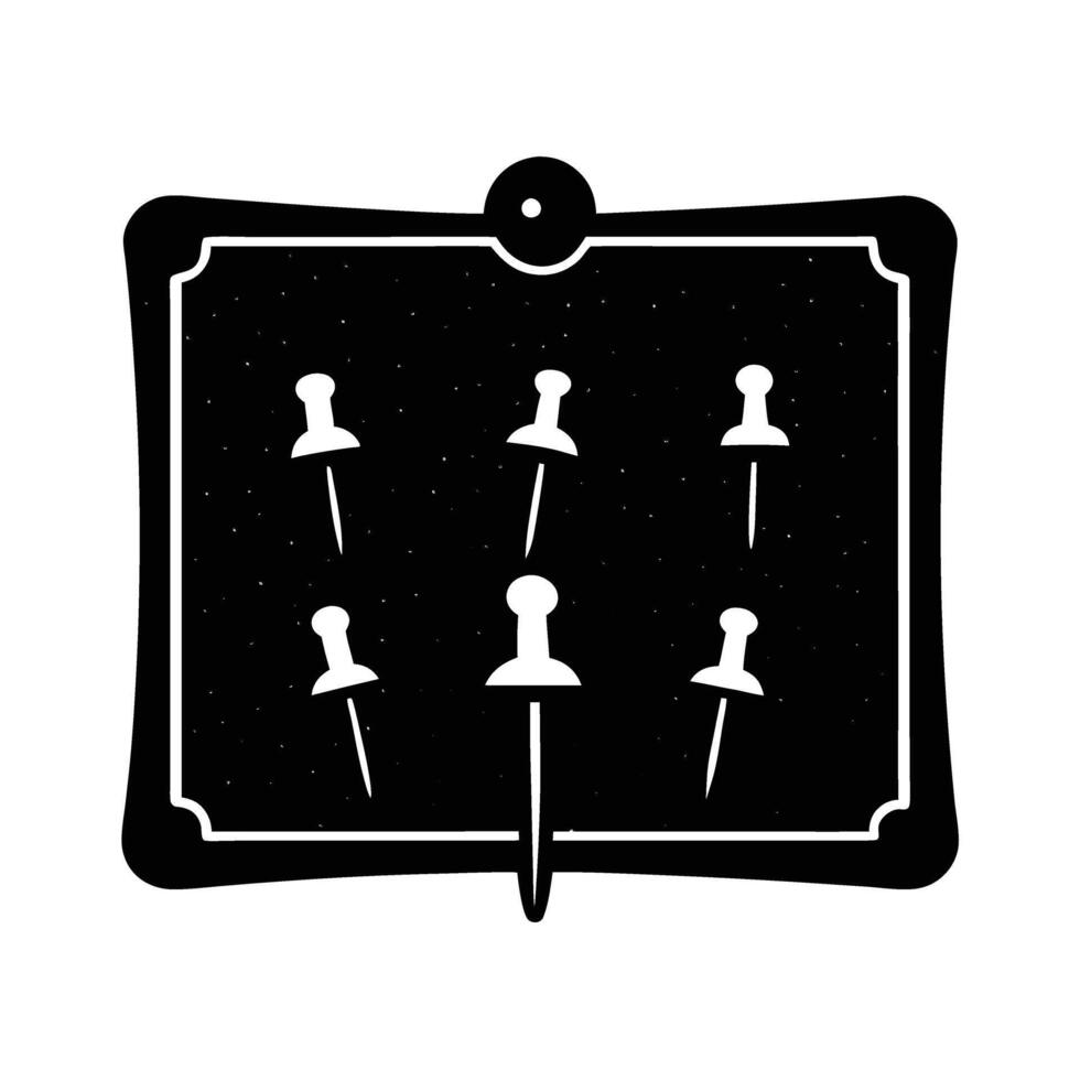 Corkboard with pushpins silhouette on white background for idea organization and planning vector