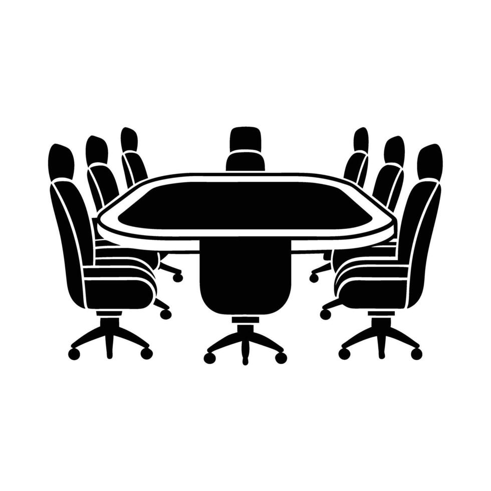 Dynamic conference table silhouette on white background for modern team collaboration vector