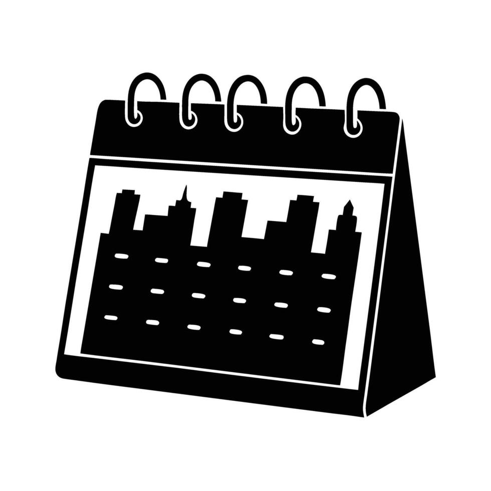 Desk calendar silhouette on white background for organized business scheduling and planning vector