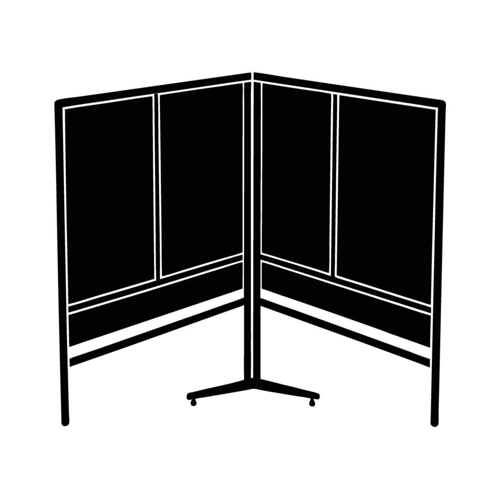Dynamic desk divider silhouette on white background for modern workspace separation vector