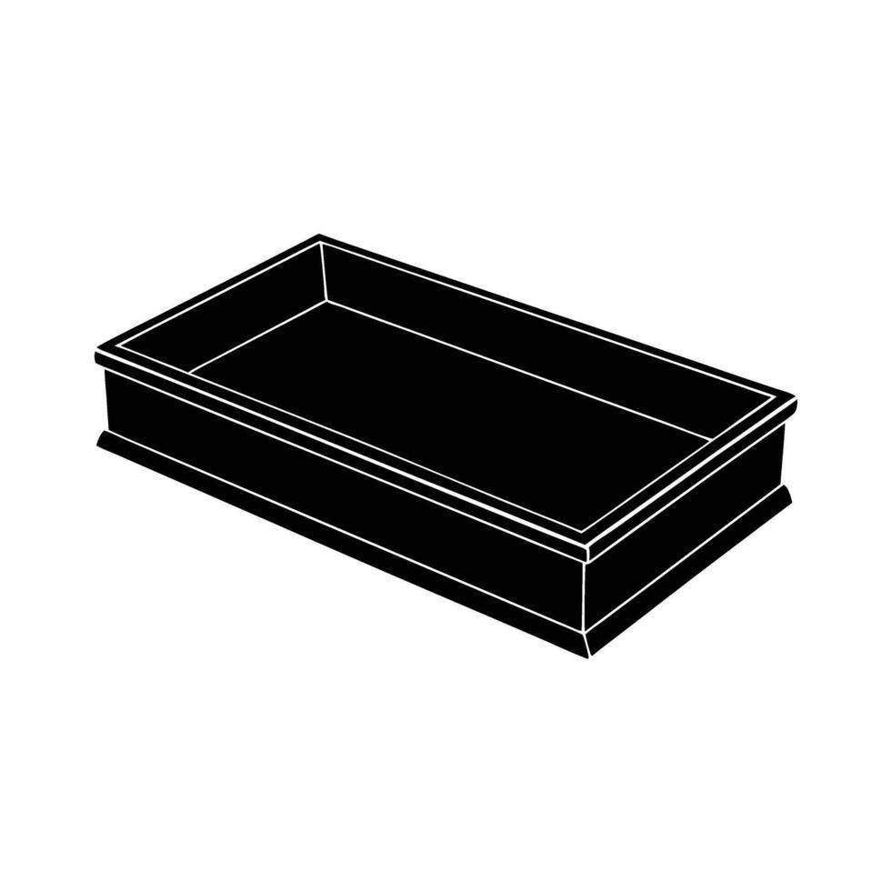 Modern desk tray silhouette on white background promoting streamlined document handling vector