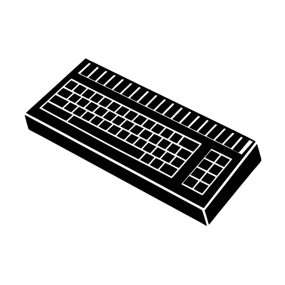 Dynamic computer keyboard silhouette on white background for efficient digital workflow vector