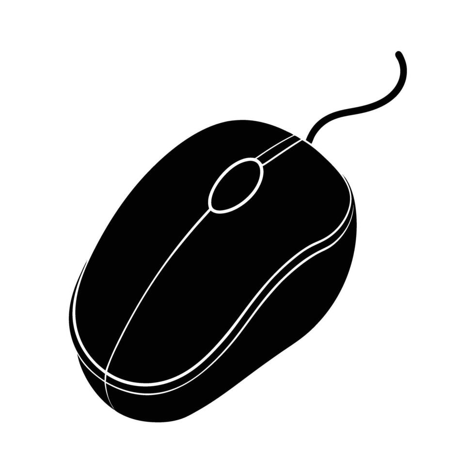 Computer mouse silhouette on white background for precise digital navigation and control vector