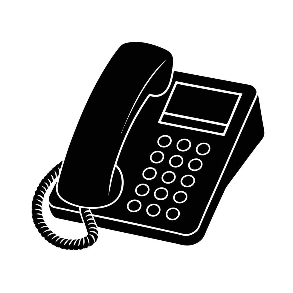 Office phone silhouette for business communication and support vector
