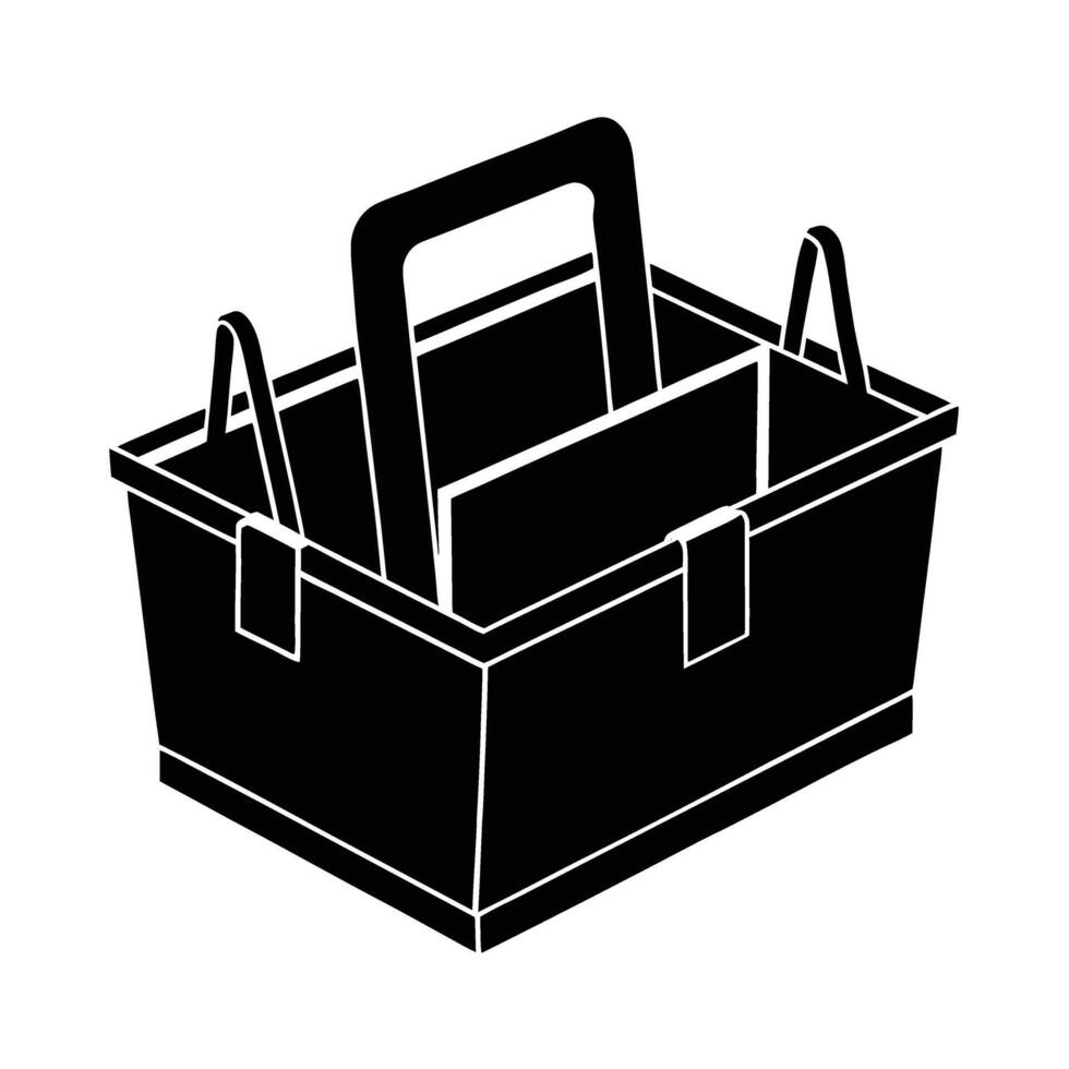 Office supply caddy silhouette for efficient material storage vector