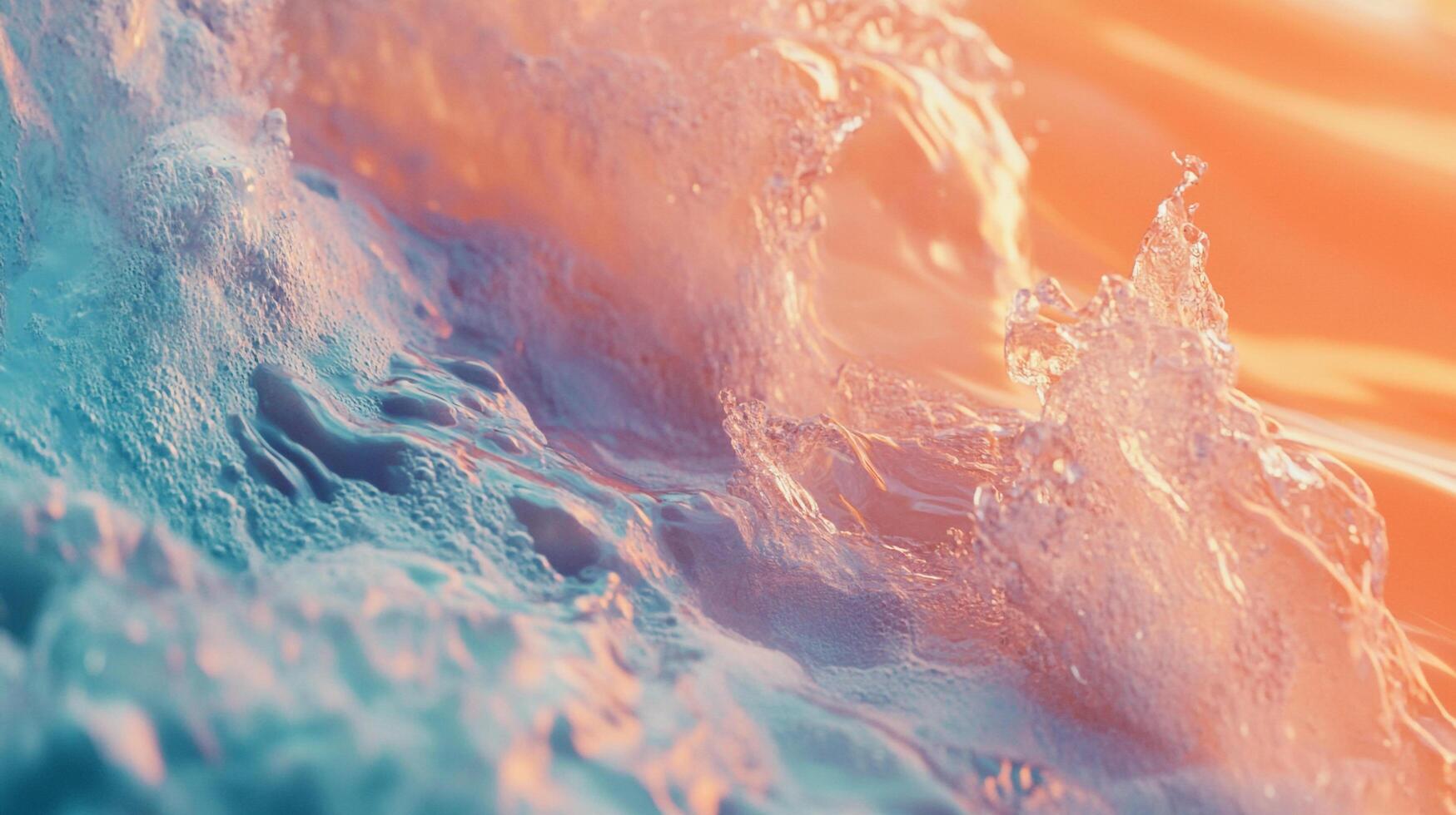 Soft ocean waves gently lap against the shore, painted in beautiful hues of blue and orange, evoking a serene and tranquil sunset atmosphere by the sea. photo