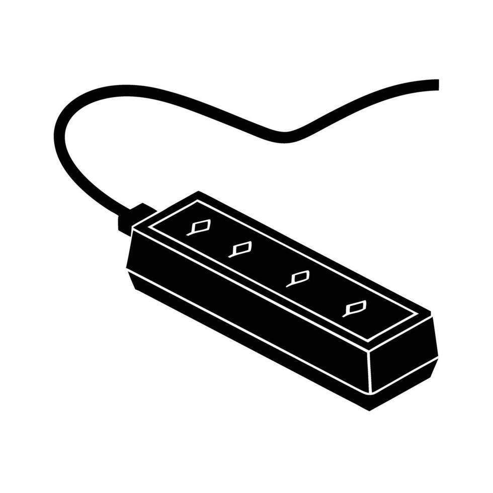 Power strip silhouette on white for office energy control vector