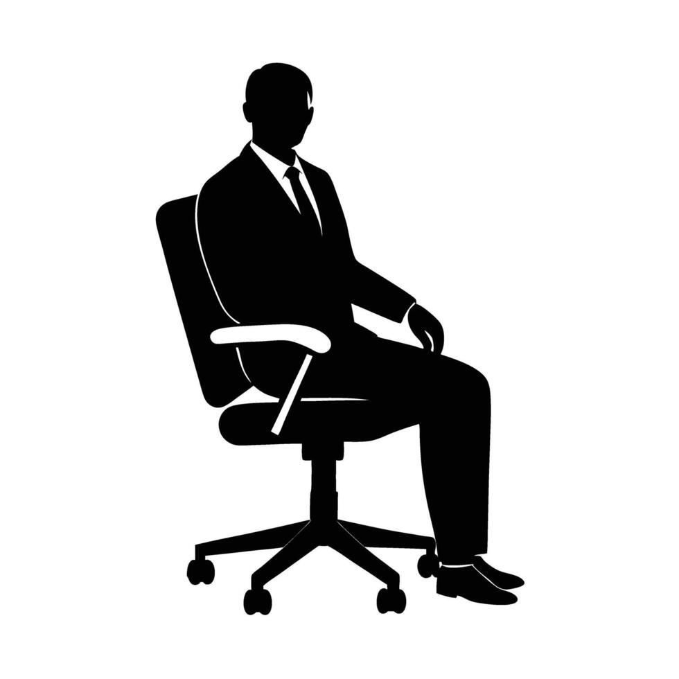 Business professional seated in office chair for focused work environment vector