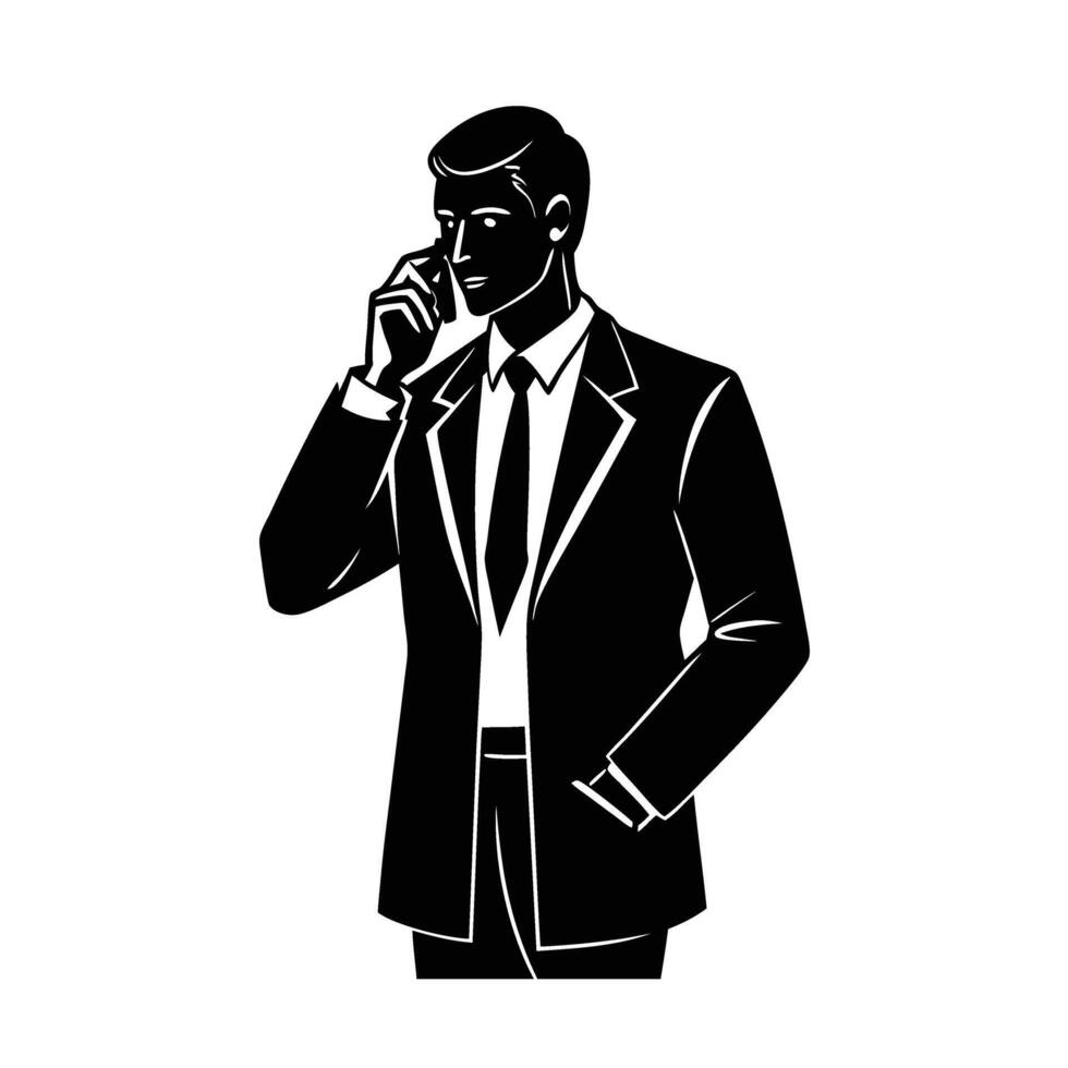 Businessperson talking on mobile phone for quick corporate communication vector