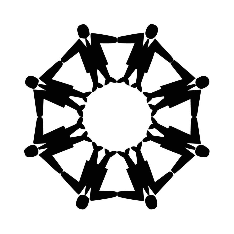 Business professionals forming a circle with hands to symbolize unity and collaboration vector