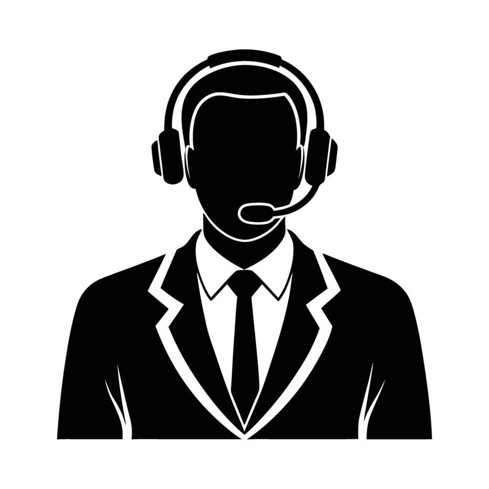 Business professional wearing headset silhouette for clear audio communication effective vector
