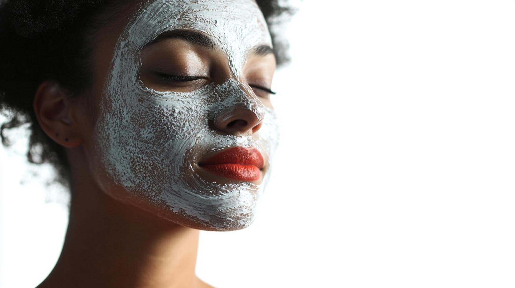 A serene beauty moment as a woman enjoys a rejuvenating facial mask, eyes closed in blissful relaxation. Skincare meets tranquility. photo