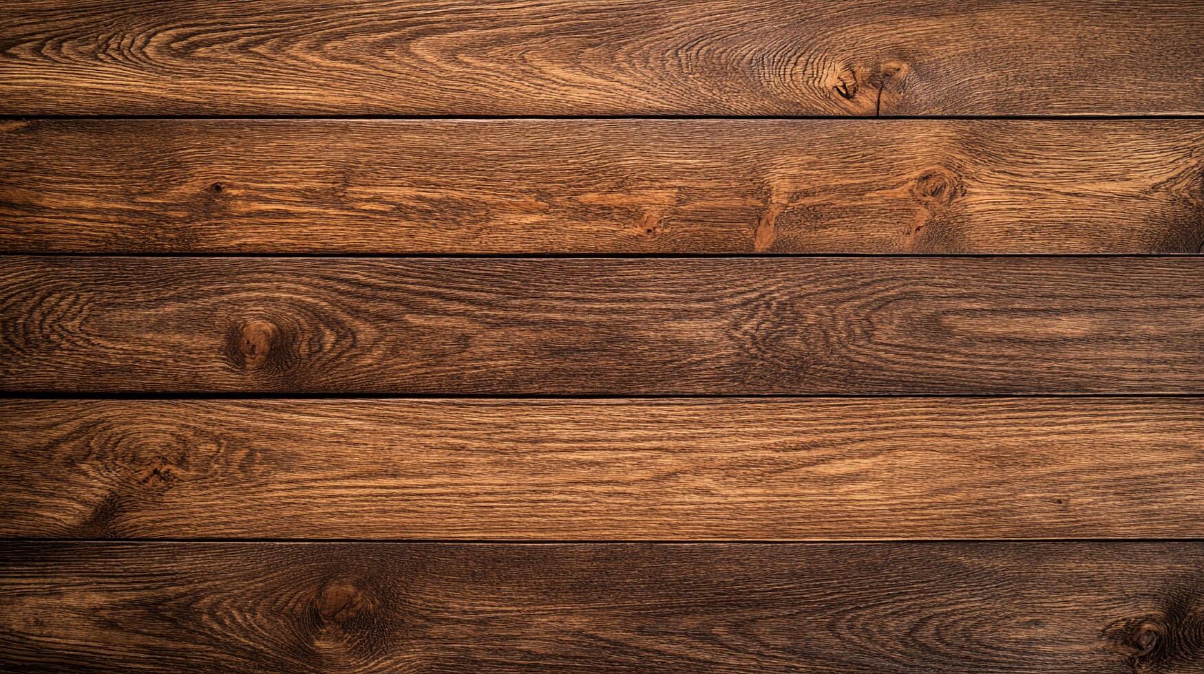 A rustic, dark wood surface with a natural grain pattern, presenting a warm and textured appearance. Perfect for backgrounds and textures. photo