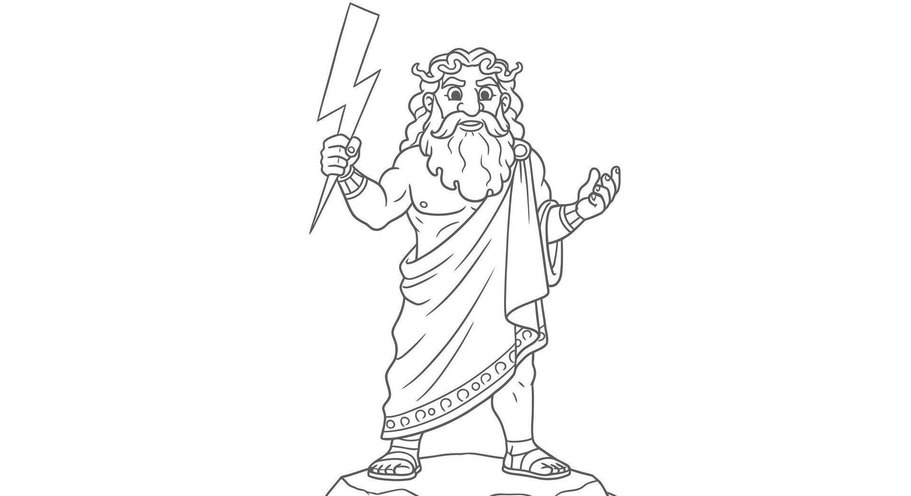 A drawing of a greek god holding a lightning bolt vector