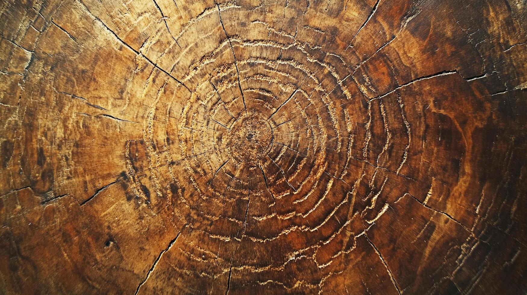 Close-up of a tree trunk's cut surface, showing growth rings and textures, emphasizing the natural patterns and history within the wood photo