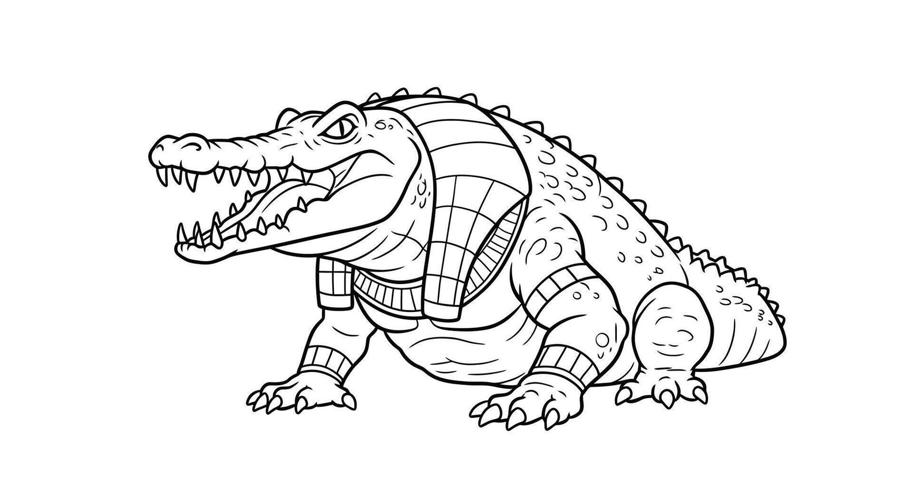 An egyptian crocodile coloring page for kids vector