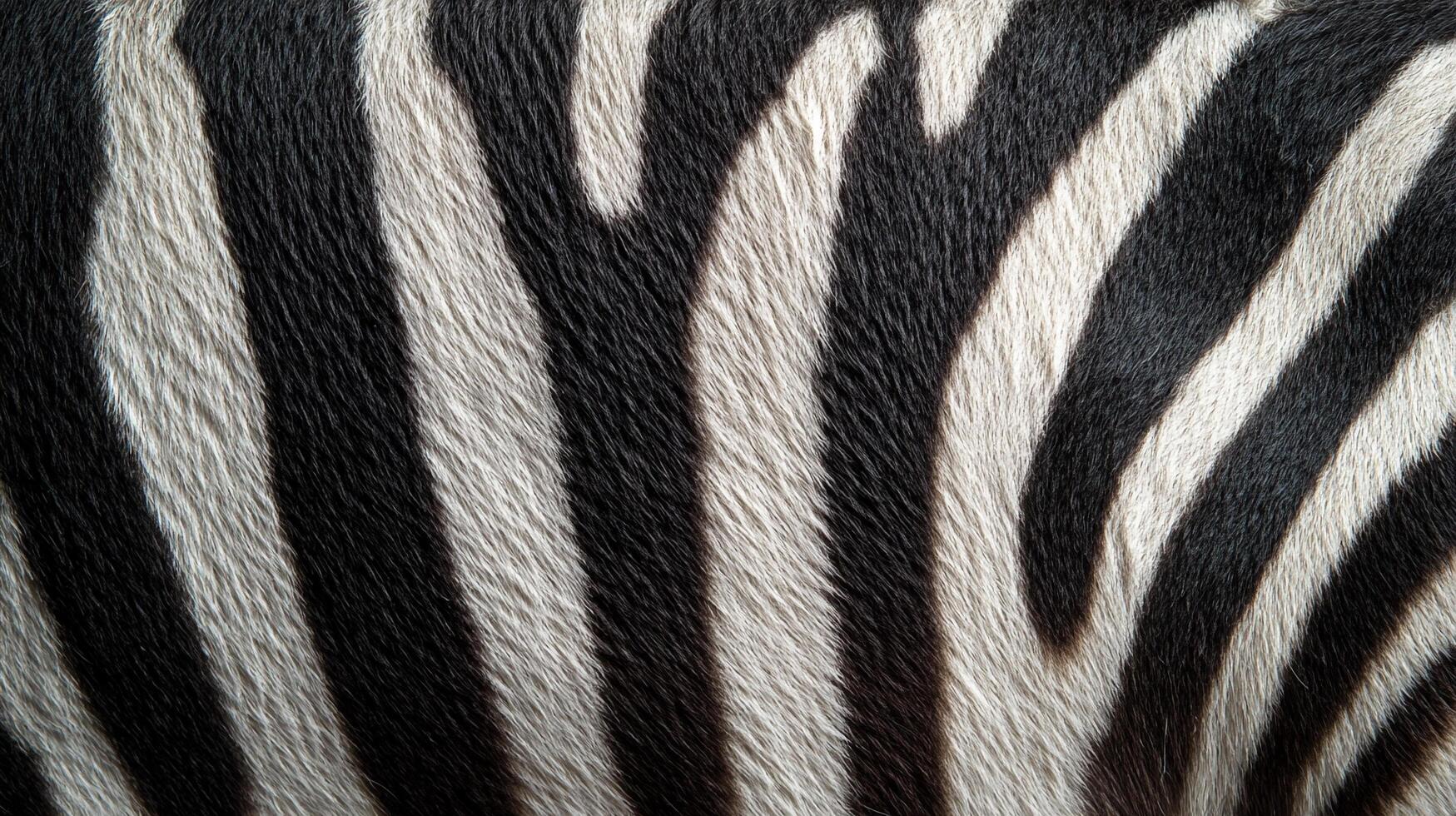 A close-up reveals the distinctive black and white stripes of a zebra, highlighting the unique pattern of its fur for camouflage. photo