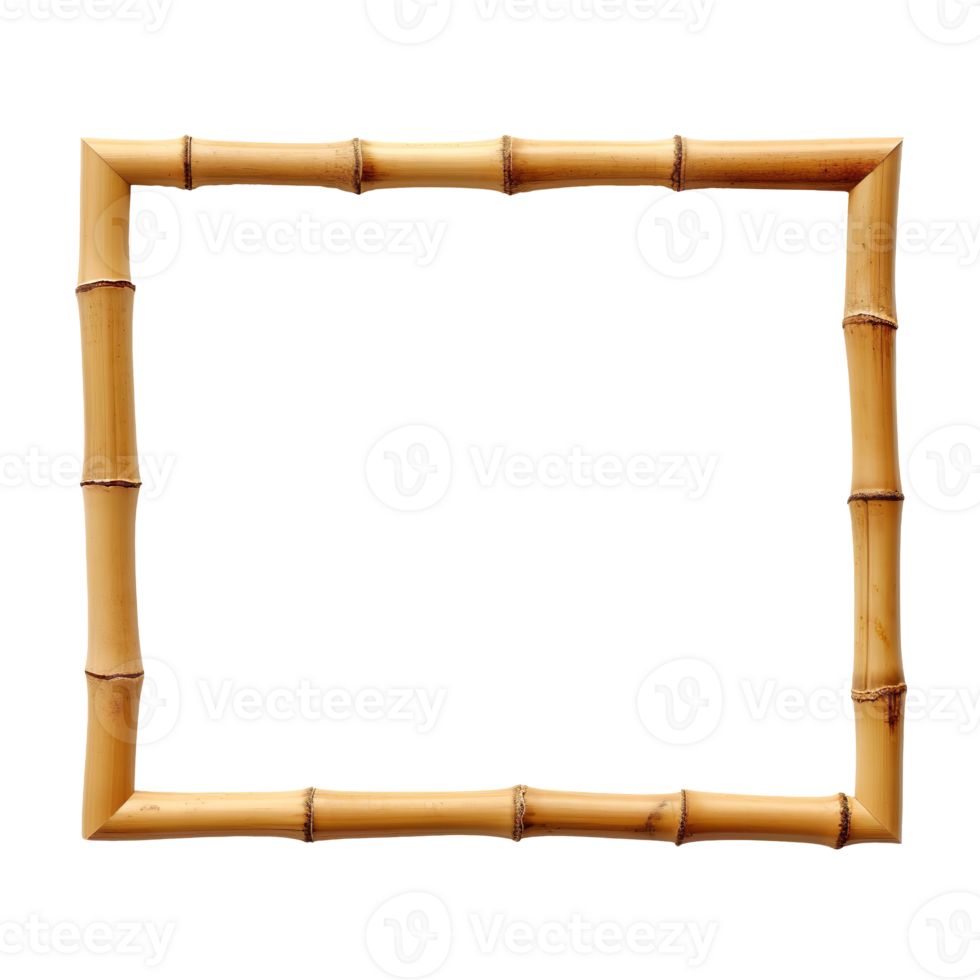 Empty horizontal bamboo frame isolated on transparent background png