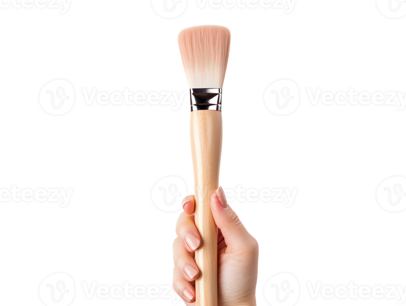 Female hand hold a brush tool isolated on transparent background png