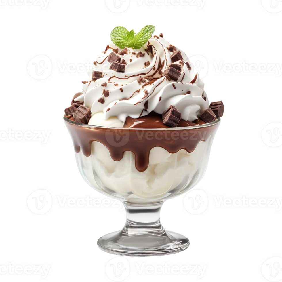 Delicious chocolate sundae isolated on transparent background png