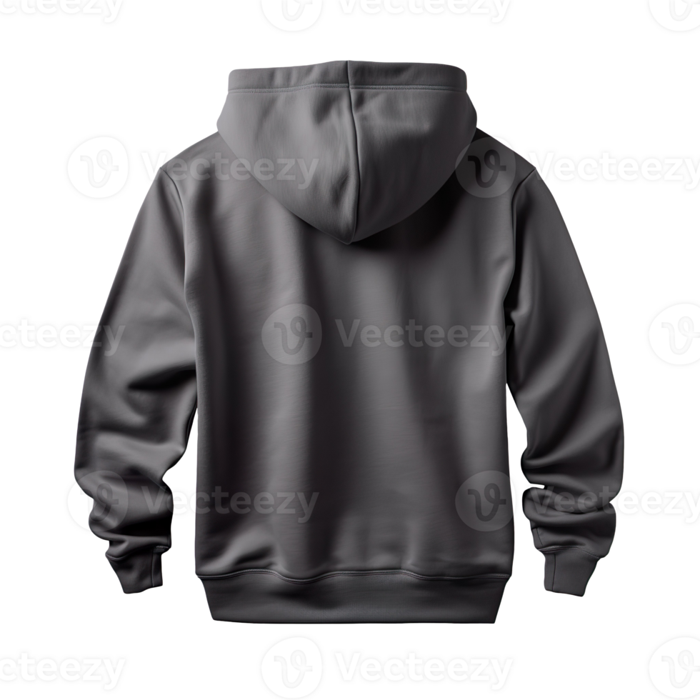 dark grey hoodie back side isolated on transparent background png