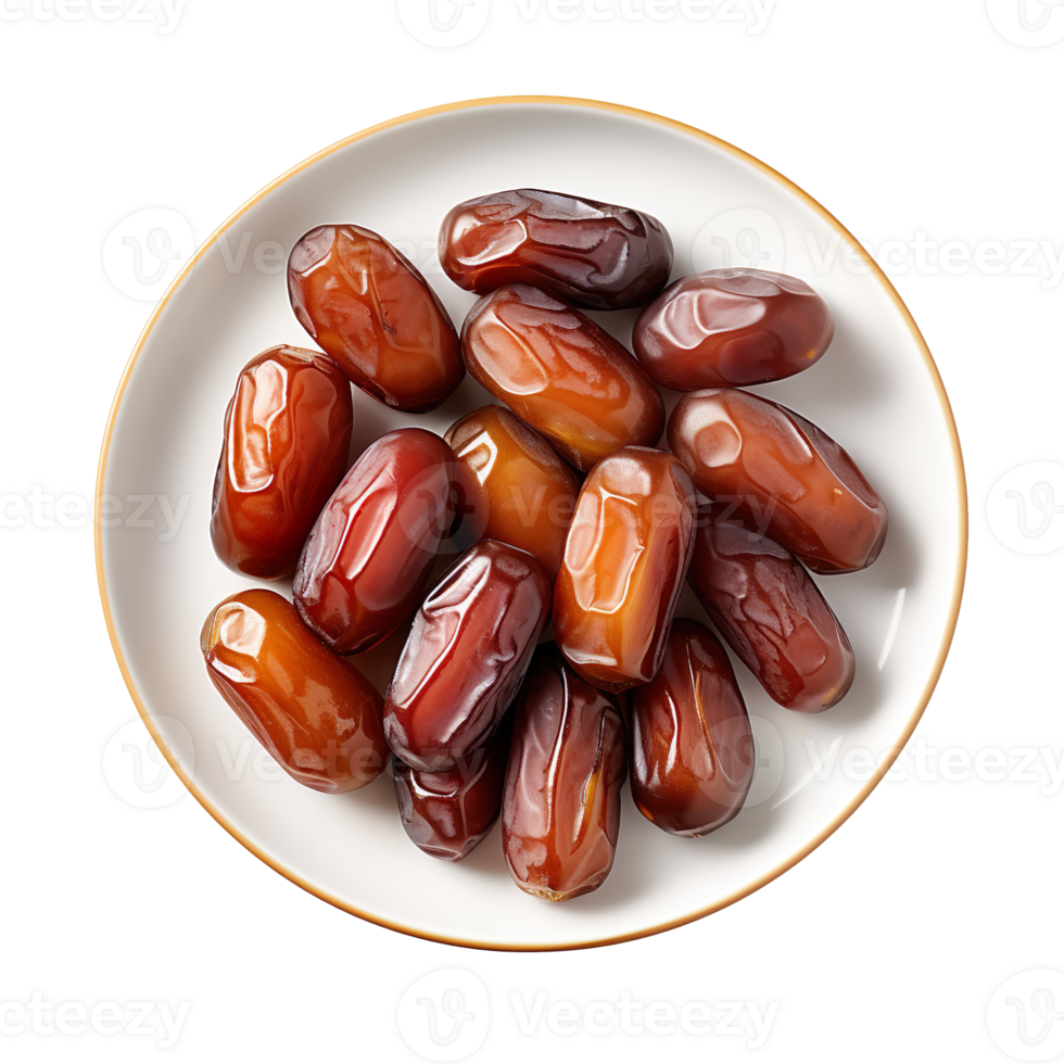 Dates in a plate isolated on transparent background png