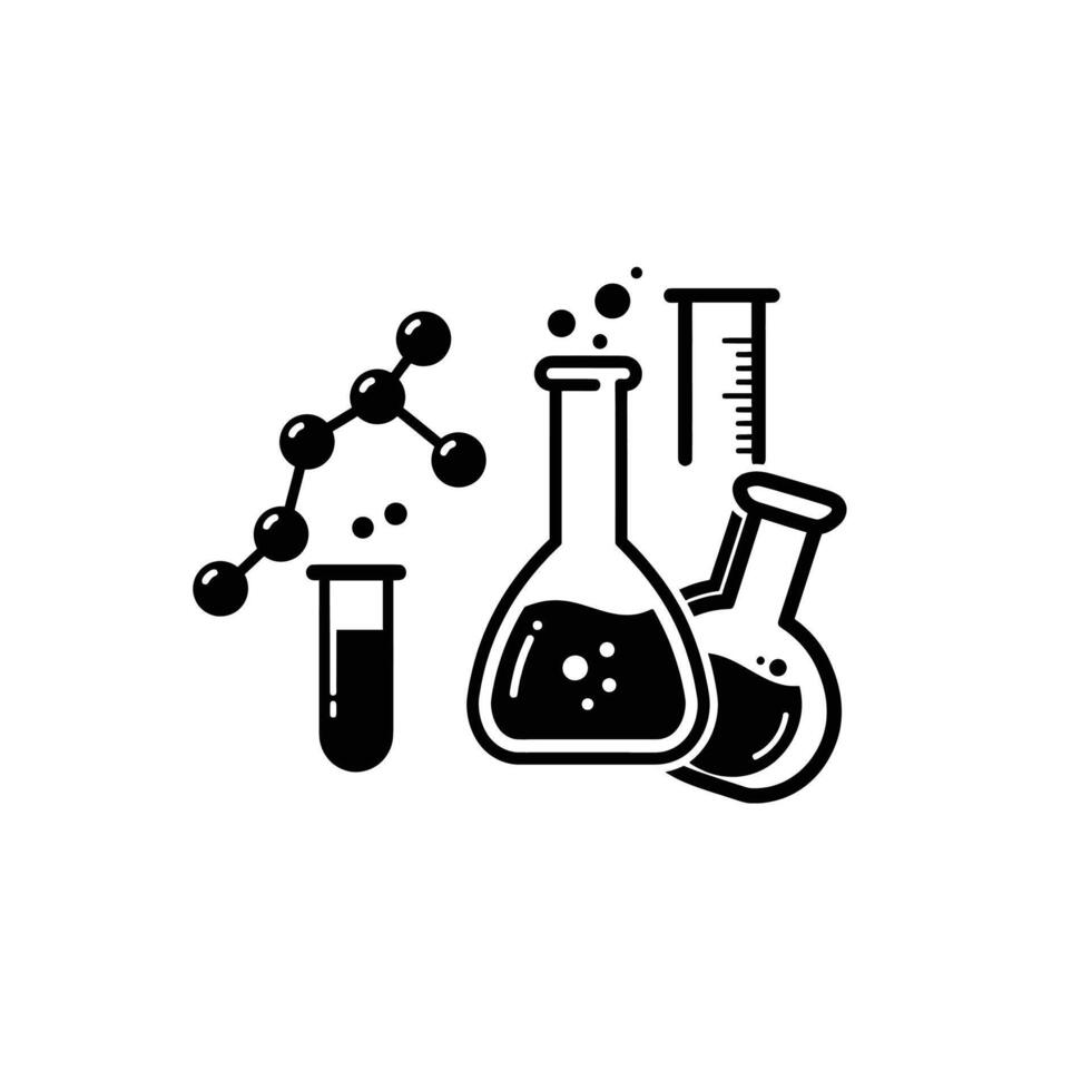 A black and white illustration of a laboratory vector