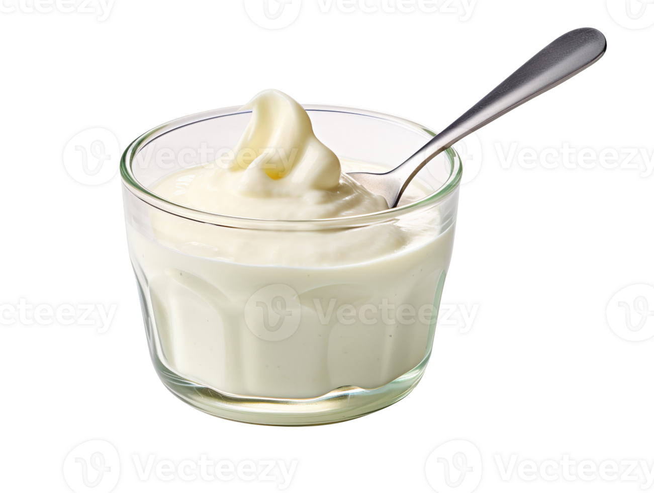 Fresh yogurt with spoon isolated on transparent background png