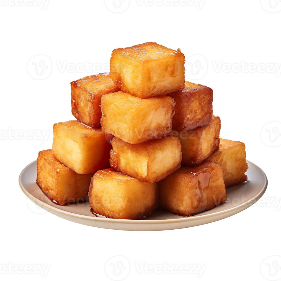 Fried tofu cubes isolated on transparent background png