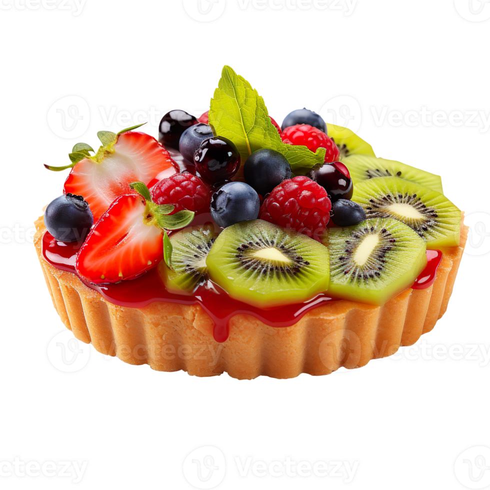 Fresh fruit tart isolated on transparent background png