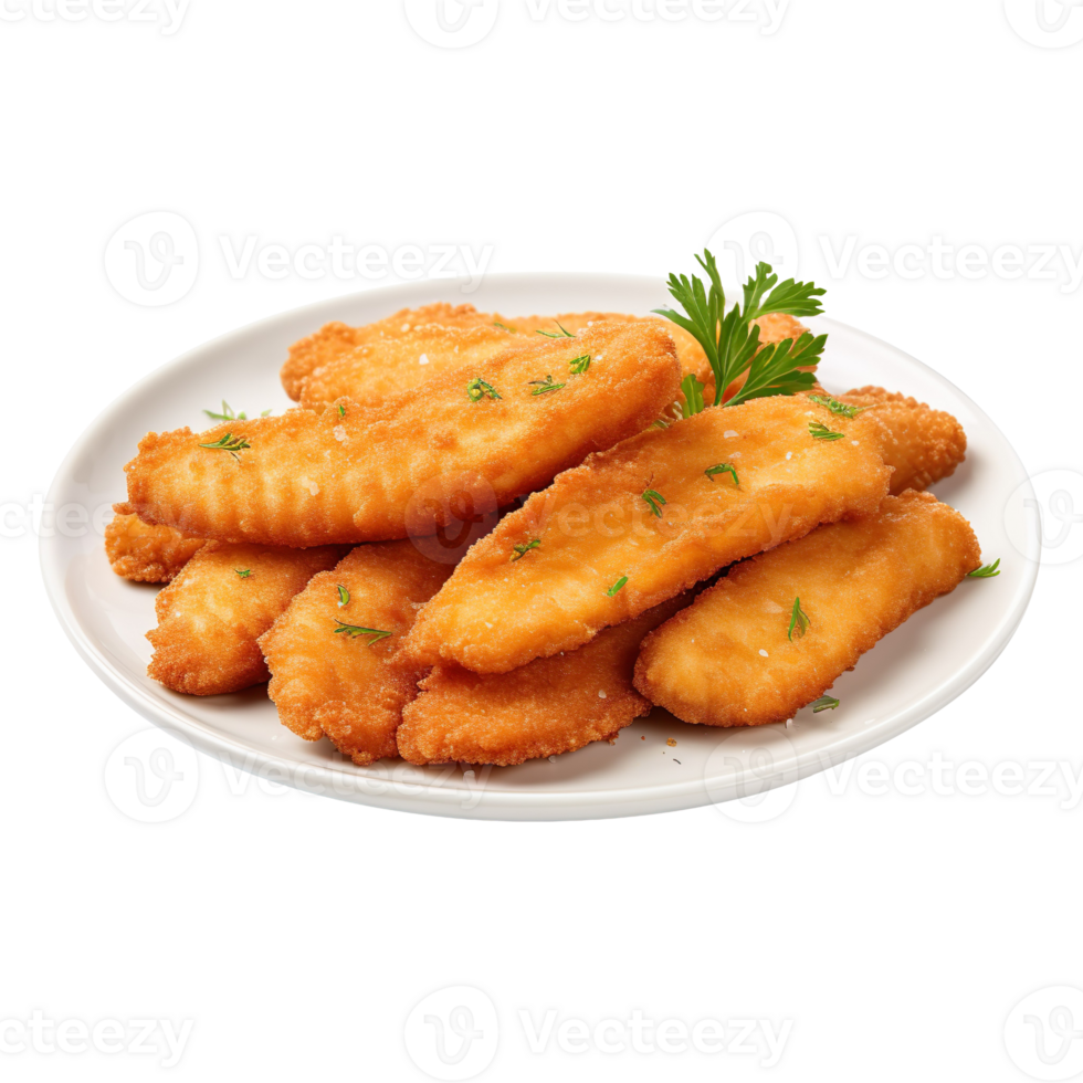 Fried fish fillets isolated on transparent background png