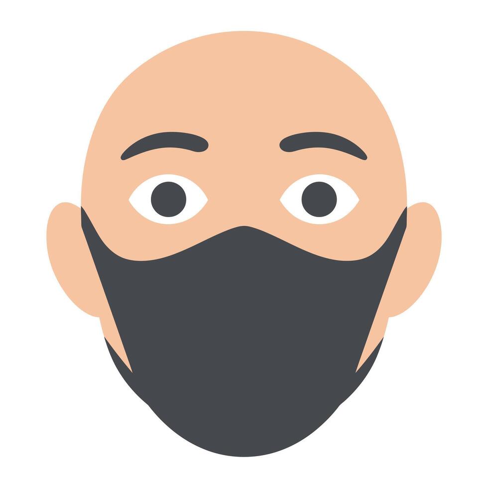 A bald man wearing a mask on his face vector