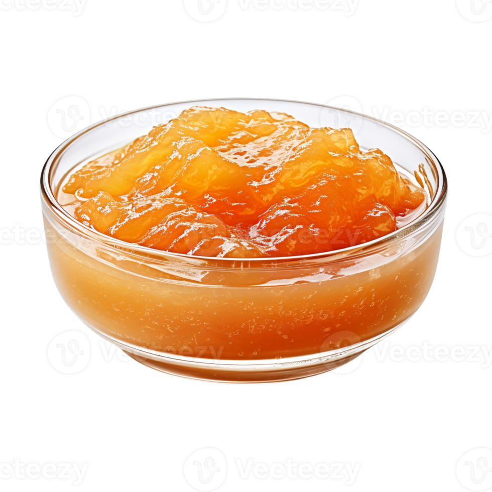 glass bowl of apricot jam isolated on transparent background png