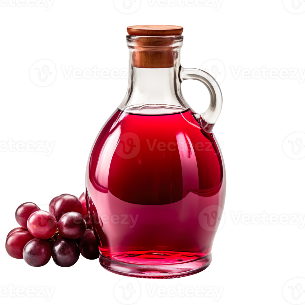Glass jar with red grape vinegar isolated on transparent background png