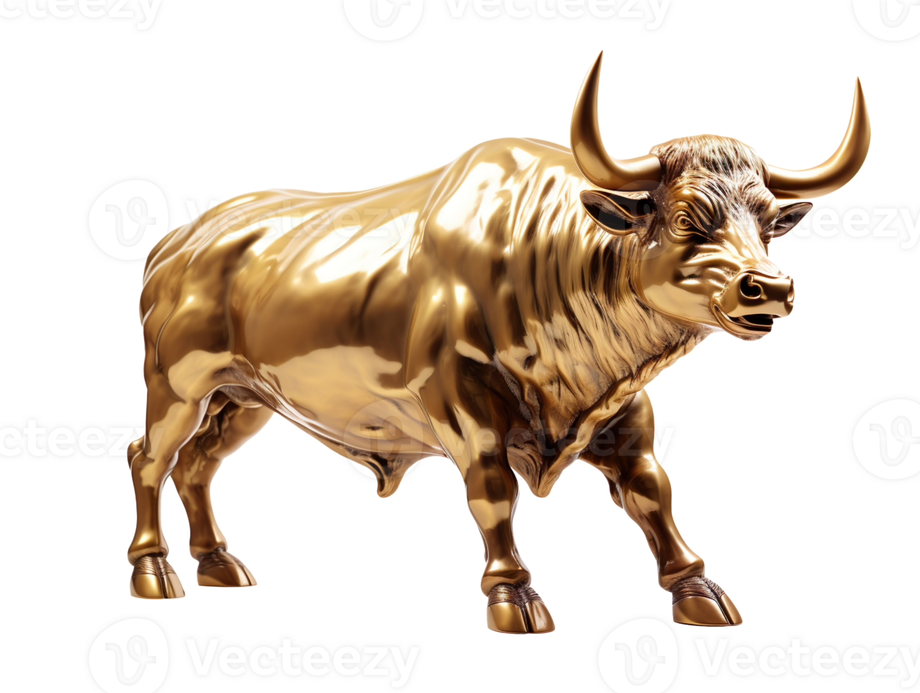 golden bull isolated on transparent background png